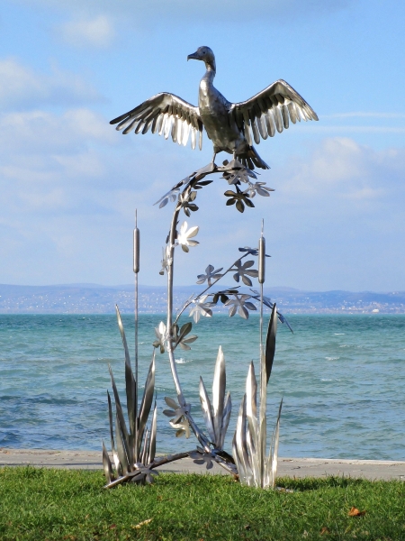 Garden artwork cormorant steel